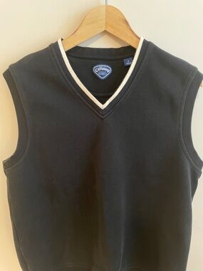 Callaway Black Sleeveless V-Neck Golf Vest with White Trim